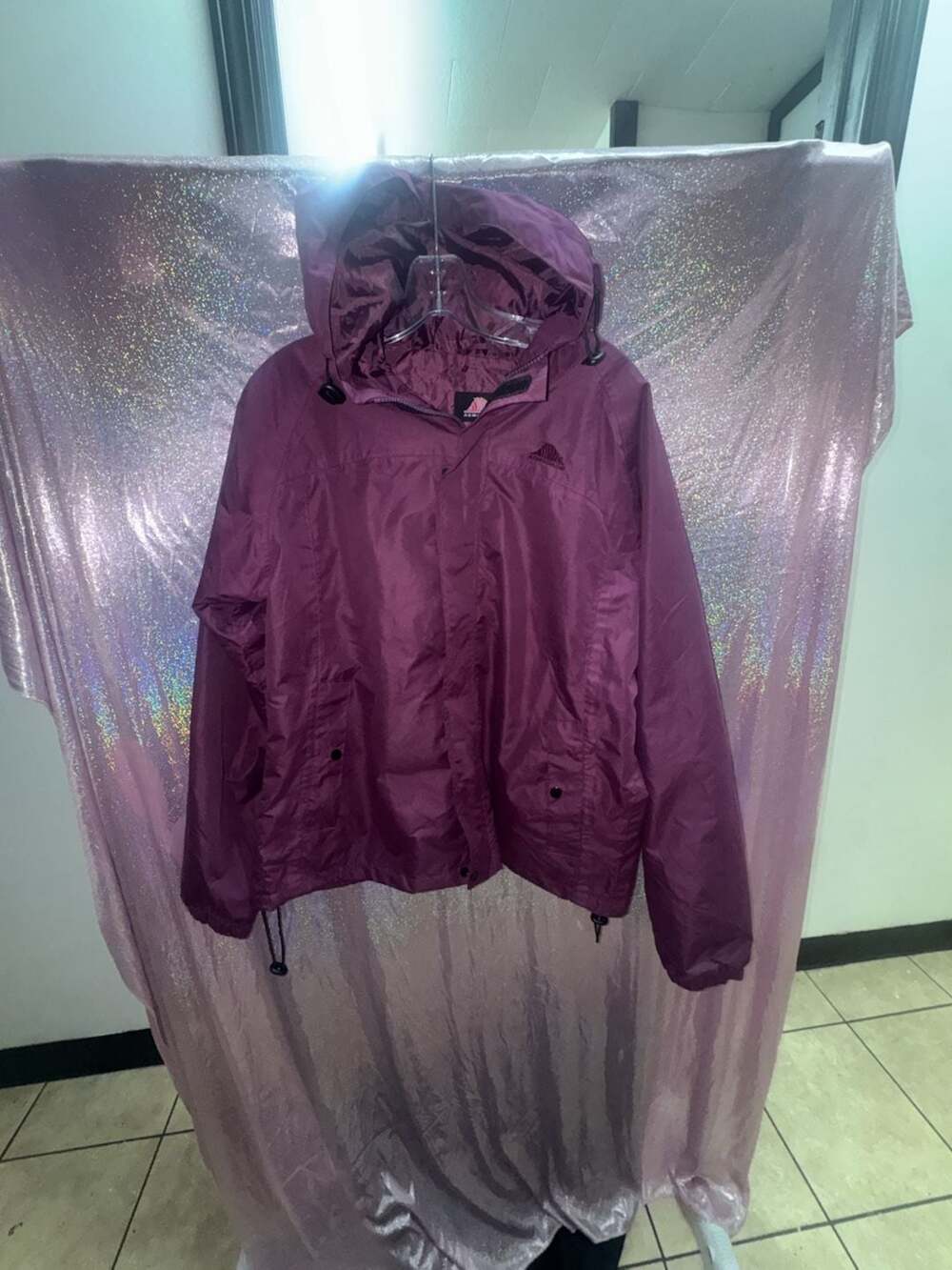 Armadillo Rain Jacket Size M Purple Hooded Waterproof